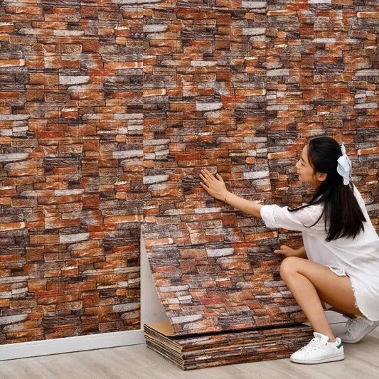 3d brick self-adhesive foam wallpaper